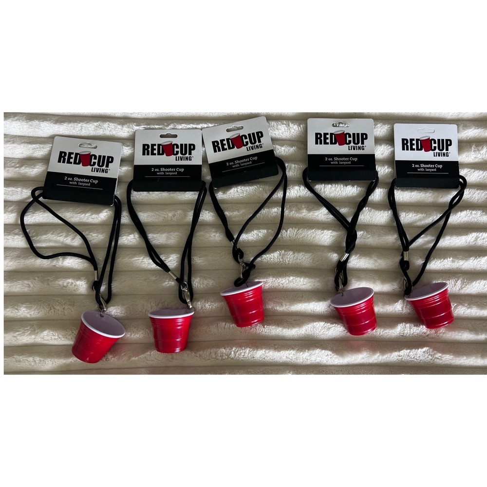 Red Cup Living 2 oz Shooter Cup with Lanyard Set of 5 Reusable Party Shot 4067